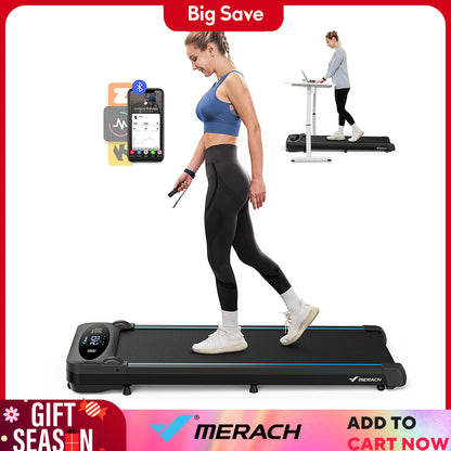 MERACH Walking Pad Treadmill Under Desk 3in1 Home Gym Capacity 2.75HP Portable Magnetic Remote Control LED Display Non-Assembly