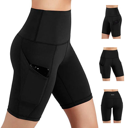 Women High Waist Sports Yoga Shorts Workout Push Up Running Fitness Gym Clothes Female Seamless Leggings With Side Pocket