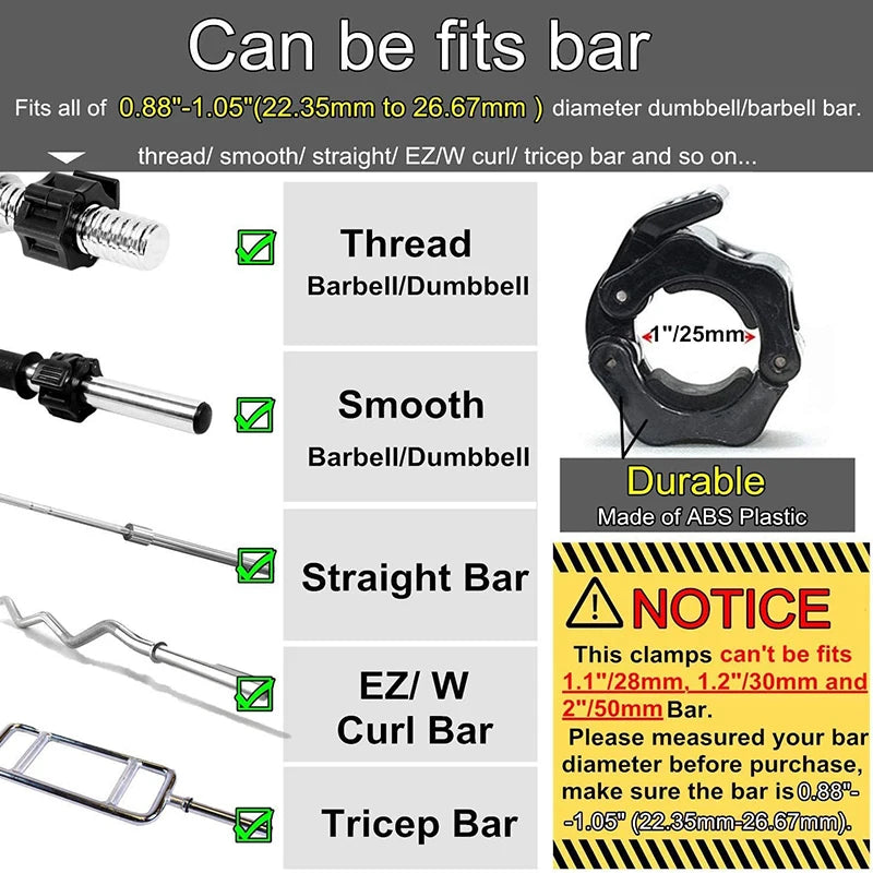 50mm Spinlock Collars Barbell Collar Lock Clips Weight lifting Bar Gym Dumbell Clamp Spring Clips Weight Lifting Lock