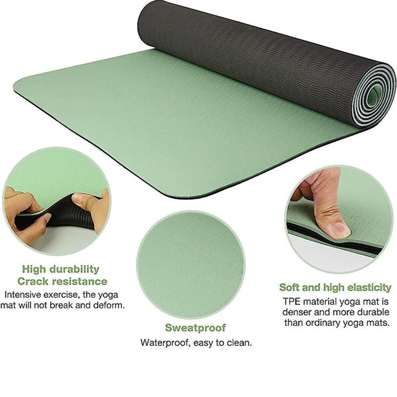 Thick two-color, non-slippery TPE yoga mat, high quality movement for fitness fitness in the home of the tasteless Pad180 * 57cm