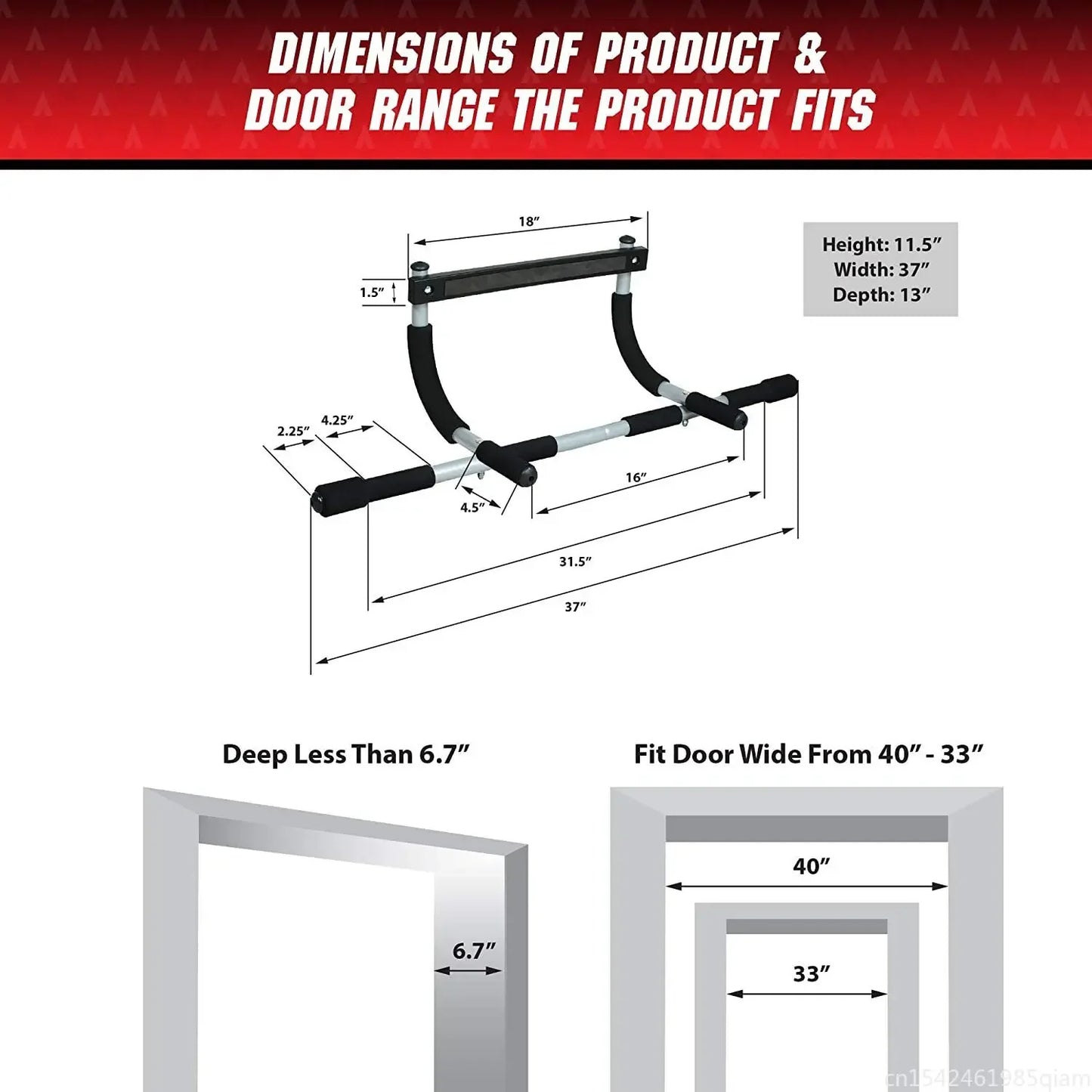 Adjustable Indoor Fitness Door Frame Multi-functional Doorway Pull Up Bar Wall Chin Up Bar Horizontal Bar Home Fitness Equipment