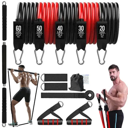 Portable Pilates Bar Kit with Resistance Bands Set,Bodybuilding Elastic Bands Workout Bar,Non-Slip Fitness Stick Exercise Bands