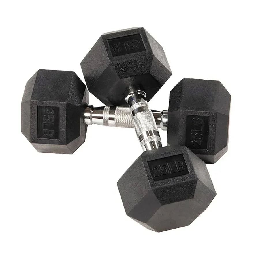 Factory supplier 10lbs 15lbs 20lbs 25lbs 30lbs 50lbs rubber hex dumbbells