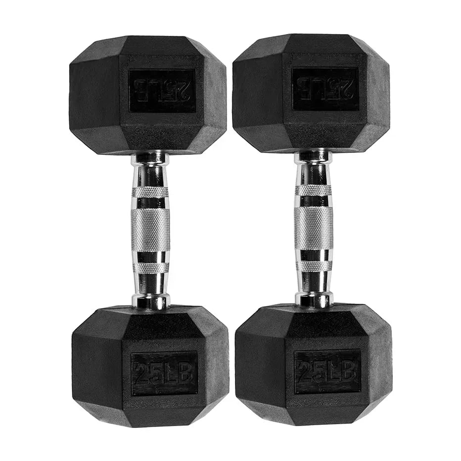 Factory supplier 10lbs 15lbs 20lbs 25lbs 30lbs 50lbs rubber hex dumbbells