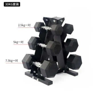 Factory supplier 10lbs 15lbs 20lbs 25lbs 30lbs 50lbs rubber hex dumbbells