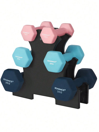 SONGMICS Dumbbell Set Short dumbbells Dumbbell Set 12kg Hexagon Neoprene dumbbells