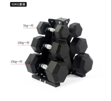 Factory supplier 10lbs 15lbs 20lbs 25lbs 30lbs 50lbs rubber hex dumbbells