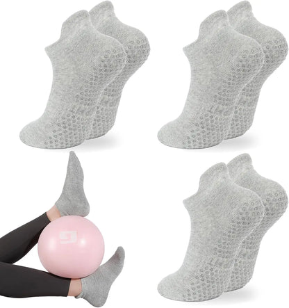 3 pairs of women's yoga socks, anti slip Pilates sports ballet socks