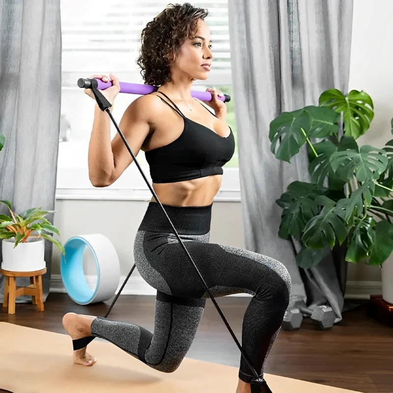 New Portable Yoga Pilates Bar Stick With Resistance Band Home Gym Muscle Toning Fitness Stretching Sports Body Workout Exercise